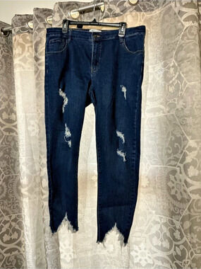 Chic Soul Distressed Skinny Jeans Blue 1X